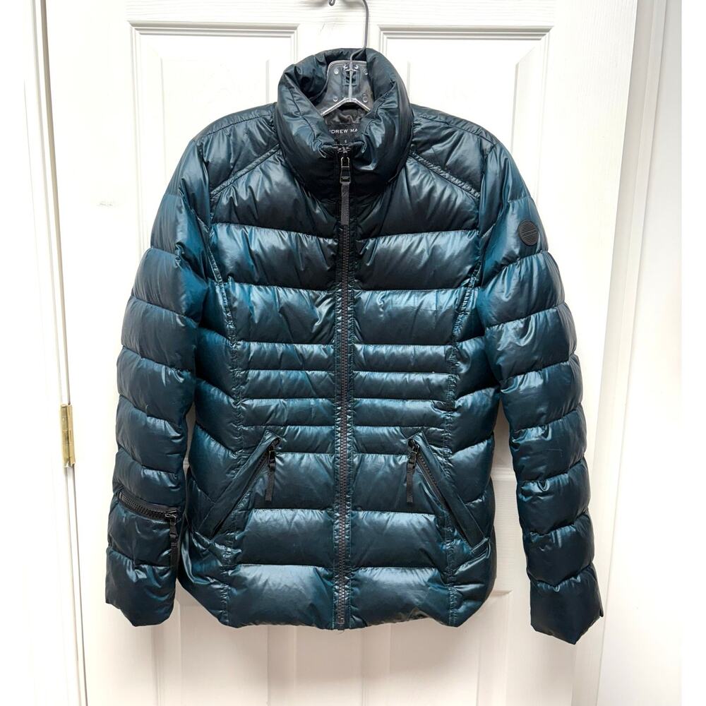 Andrew Marc Jacket Dark Green Puffer Parka Length, Down Filled, Women's Size S